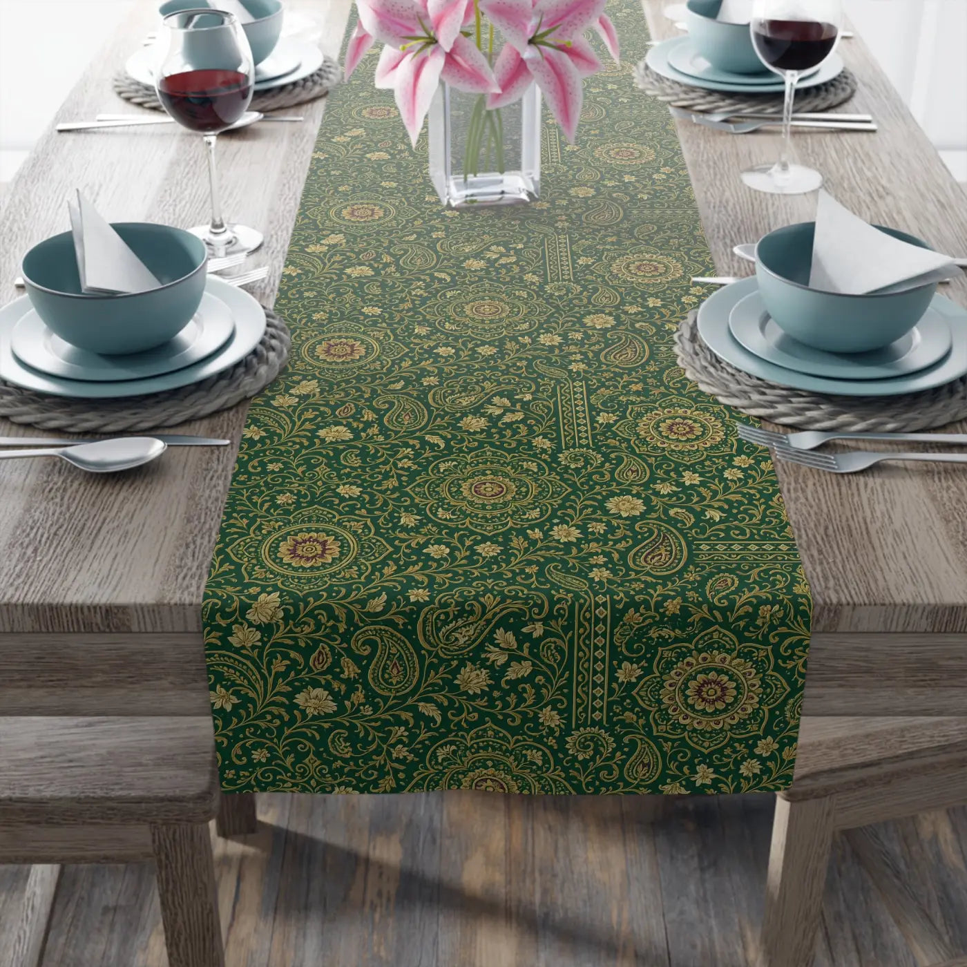 Elegant Cotton Table Runner - Rustic Bohemian Decor - DipaliZ