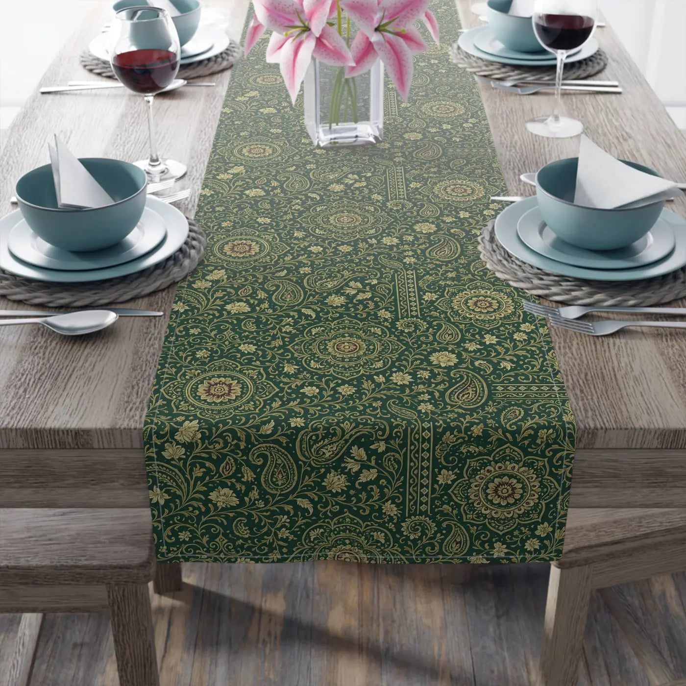 Elegant Cotton Table Runner - Rustic Bohemian Decor - DipaliZ