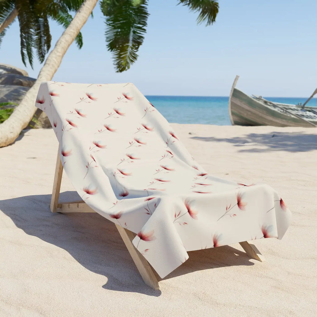 Floral Beach Towel - Elegant Cotton Loop Backing - DipaliZ