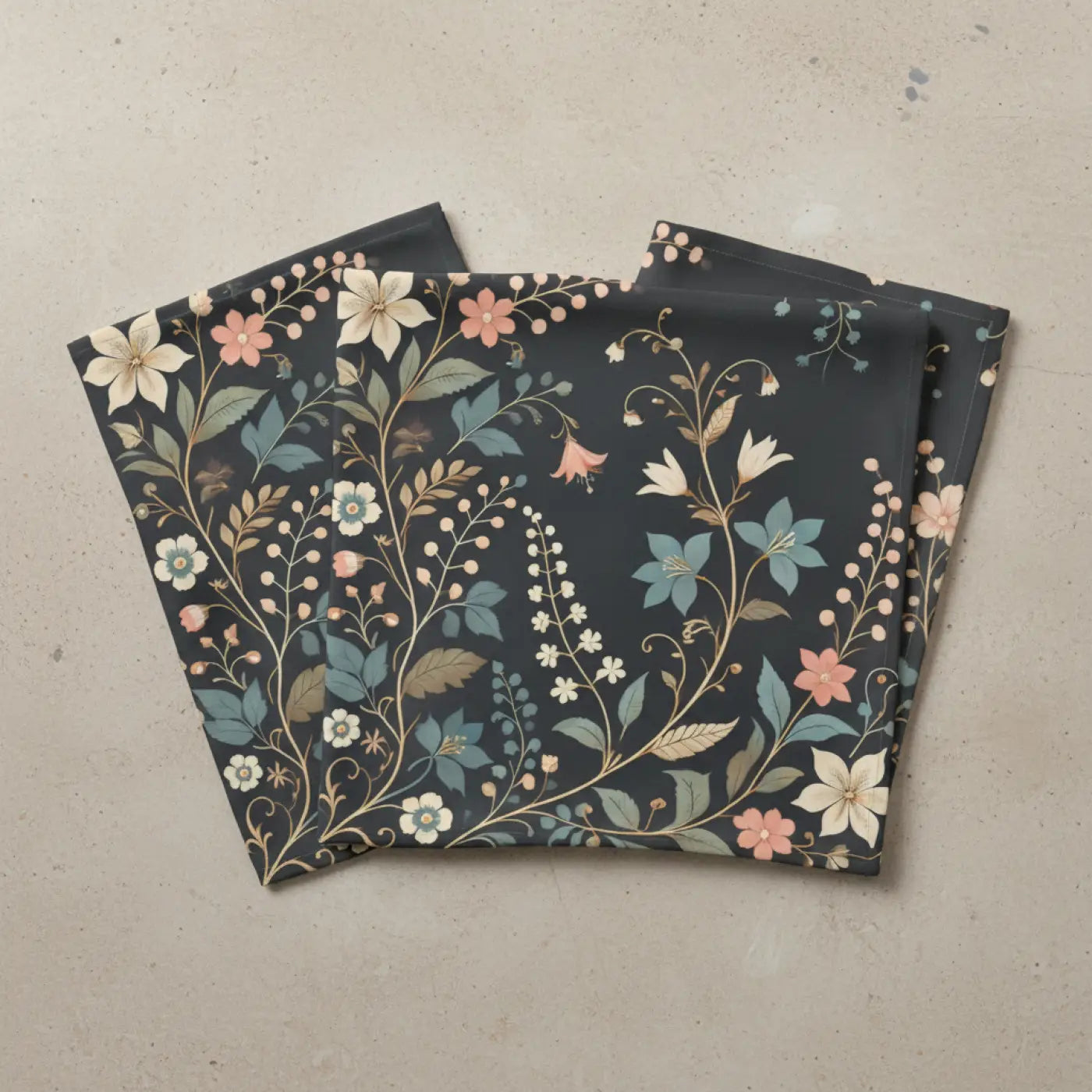 Elegant Floral Napkins - 4-Set for Celebrations, Dinner Parties, Weddings, Home Decor, and Everyday Use