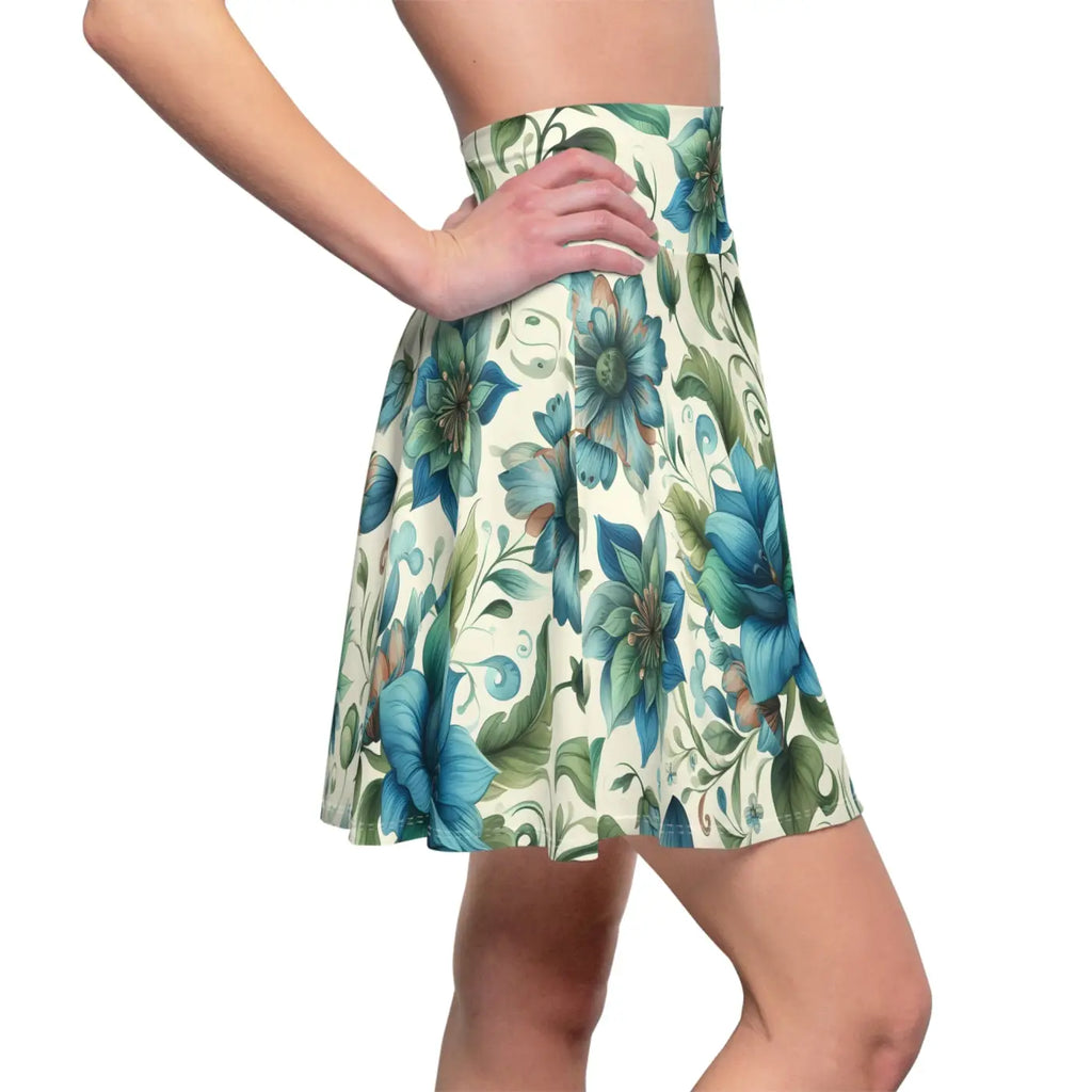 Floral Skater Skirt - Elegant Summer Event Style - DipaliZ