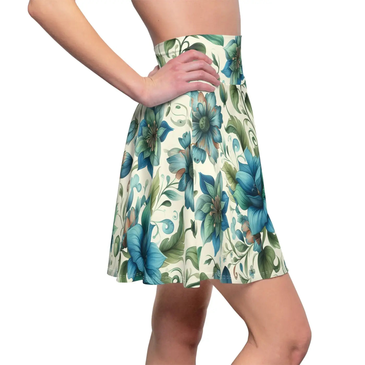 Floral Skater Skirt - Elegant Summer Event Style - DipaliZ