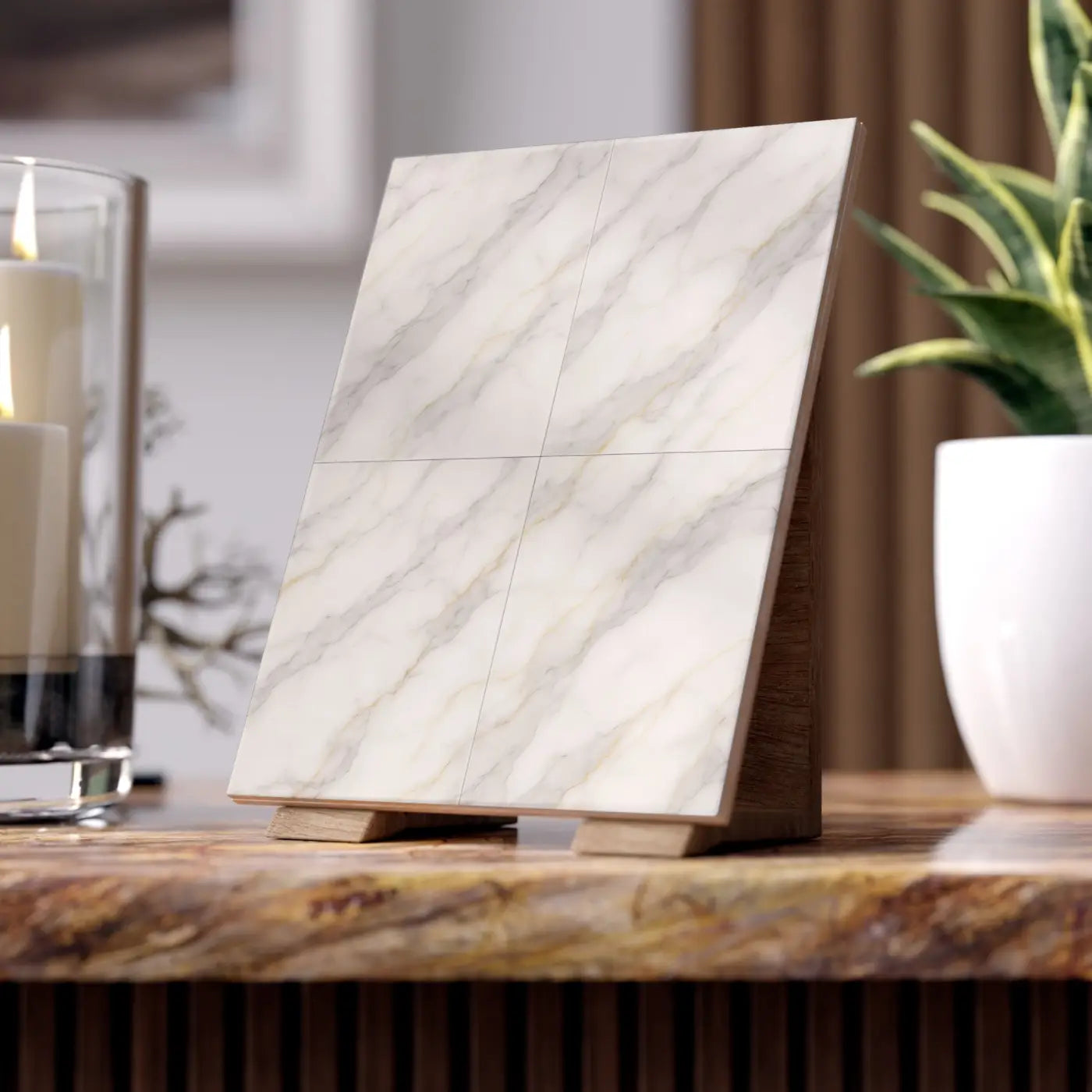 Premium Ceramic Photo Tile - Elegant Marble Design - DipaliZ