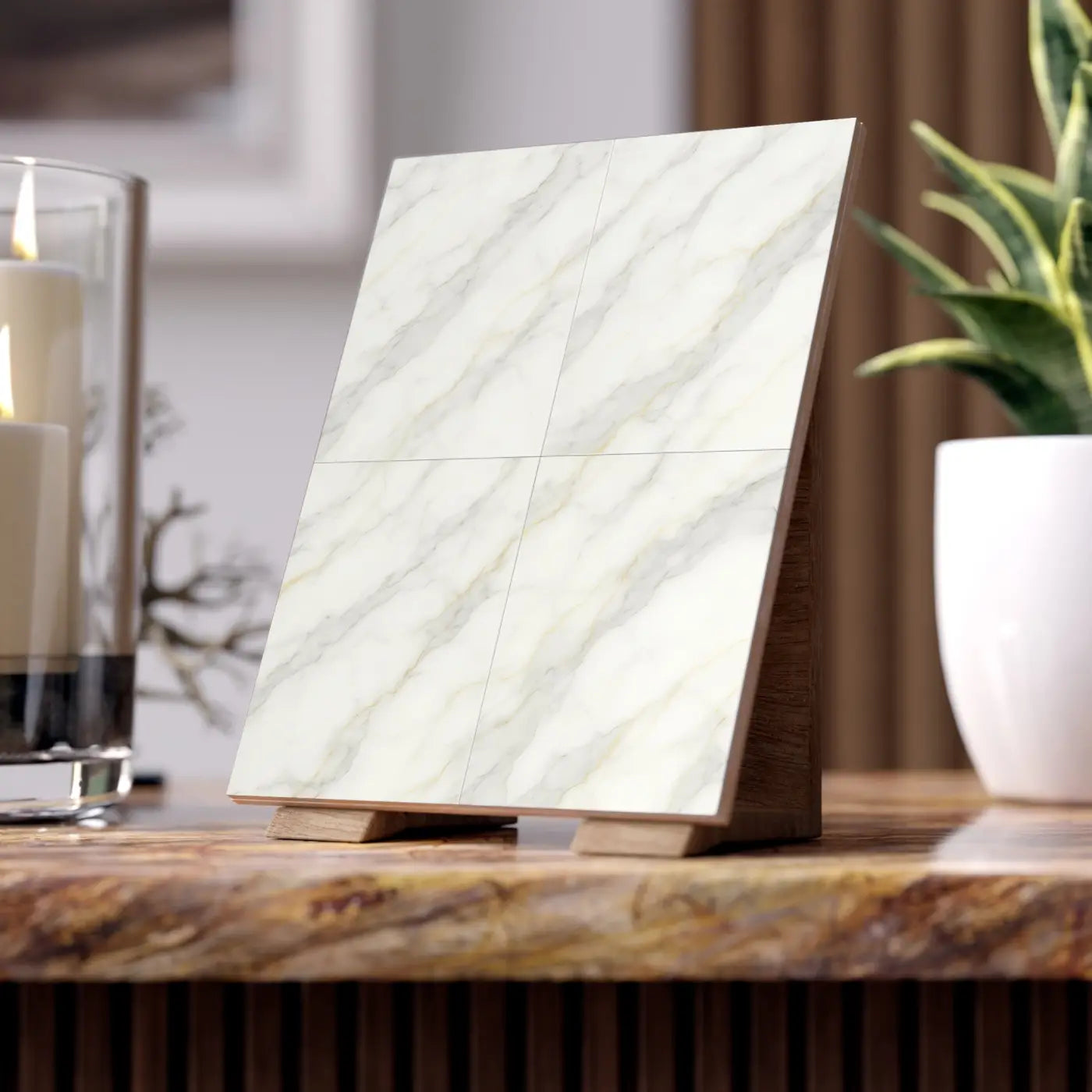 Premium Ceramic Photo Tile - Elegant Marble Design - DipaliZ