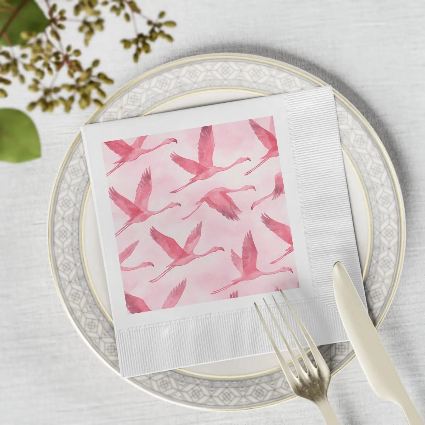 Pink Flamingo Napkins - Elegant Bridal Shower Decor - DipaliZ