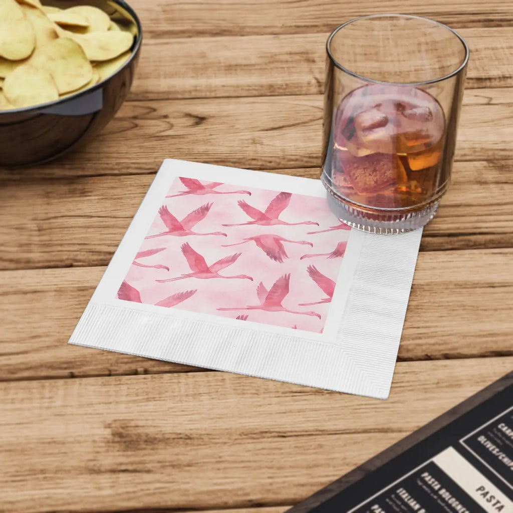 Pink Flamingo Napkins - Elegant Bridal Shower Decor - DipaliZ