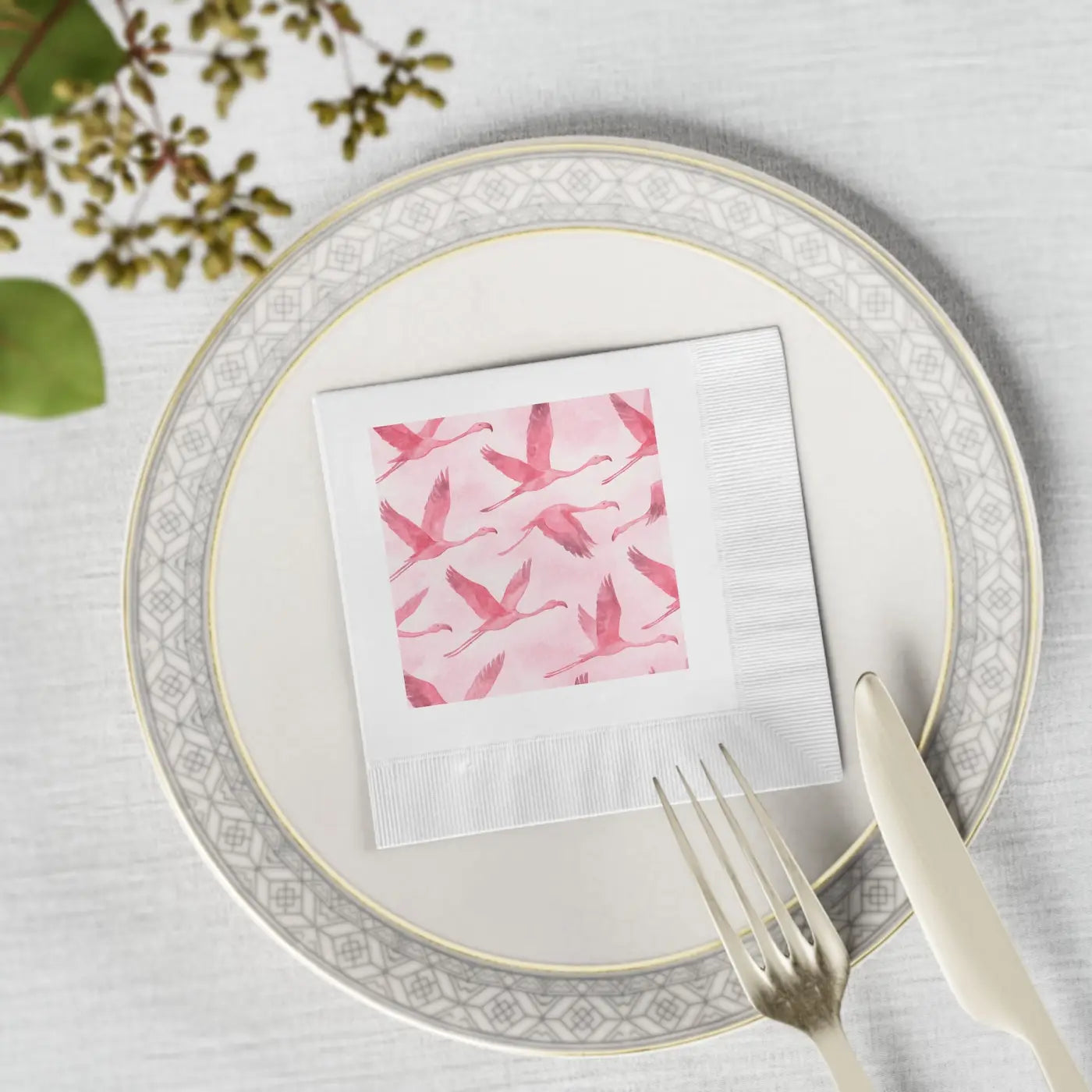 Pink Flamingo Napkins - Elegant Bridal Shower Decor - DipaliZ