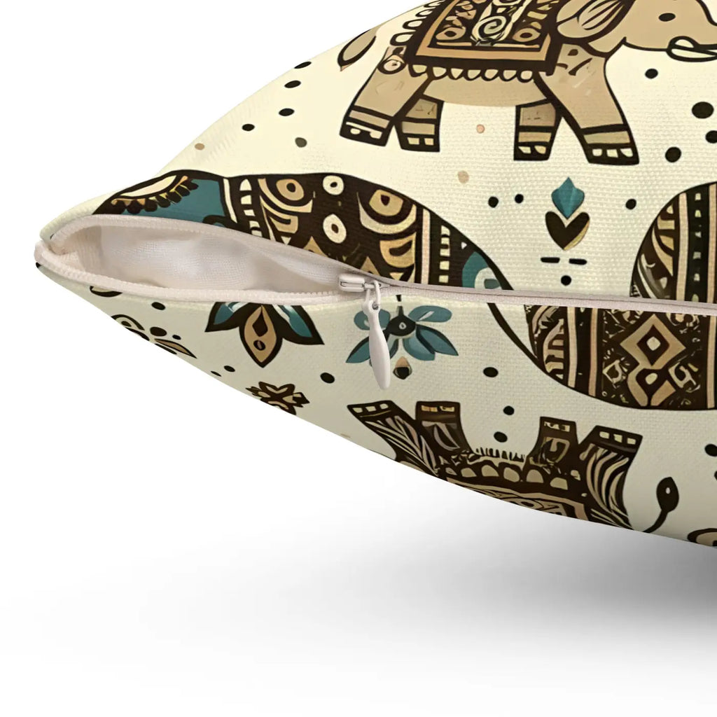 Elephant Spun Polyester Square Pillow - Home Decor - DipaliZ