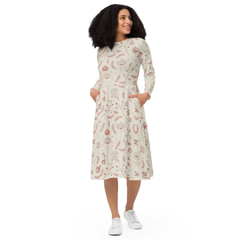 Midi Dress - Delicate Nature Pattern - DipaliZ