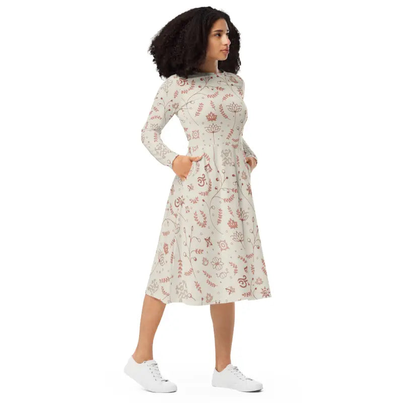 Midi Dress - Delicate Nature Pattern - DipaliZ