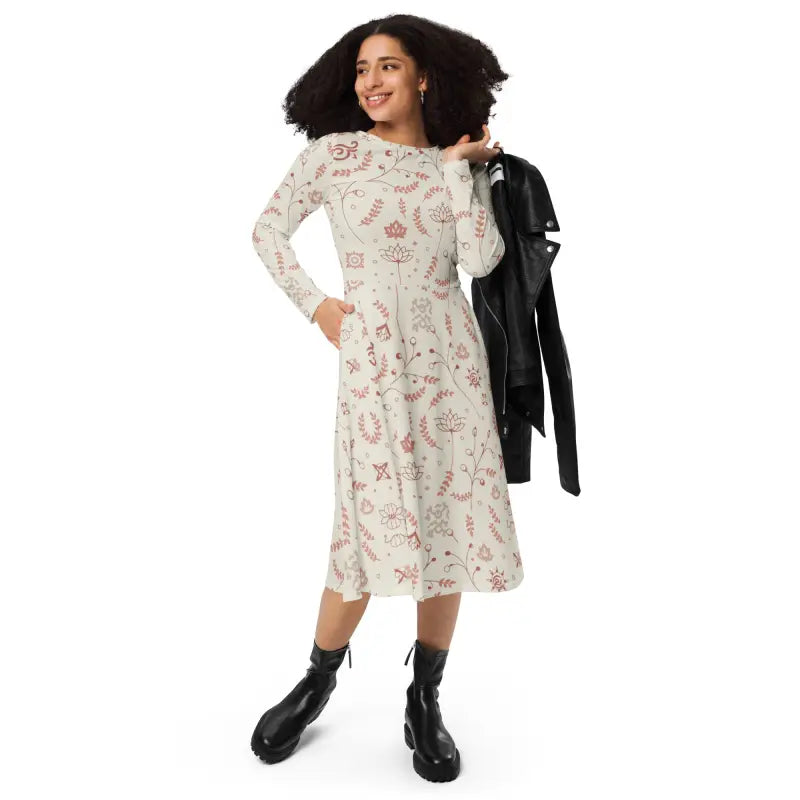 Midi Dress - Delicate Nature Pattern - DipaliZ