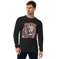 Men's Fitted Long Sleeve Shirt - Lion With Paint Splash - DipaliZ