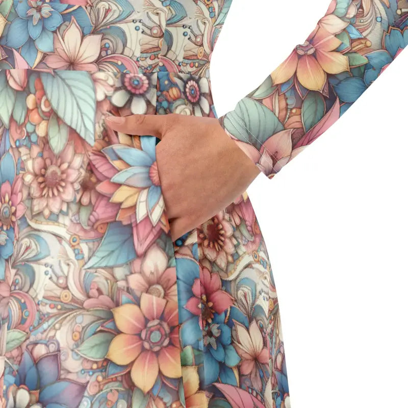 Floral Long Sleeve Midi Dress - Comfort Fit - DipaliZ