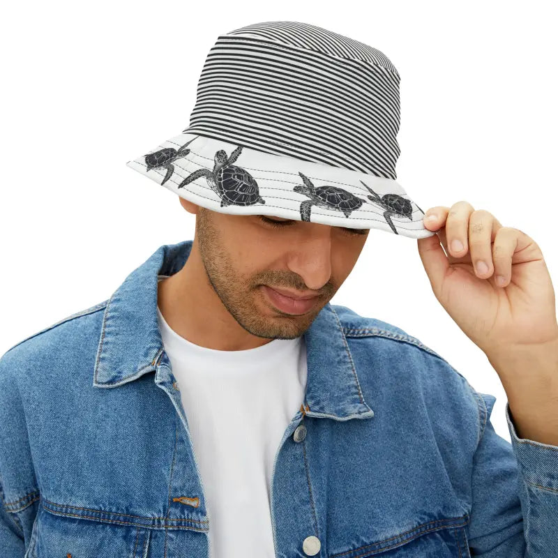 Turtle Print Bucket Hat - Polyester Summer Style - DipaliZ
