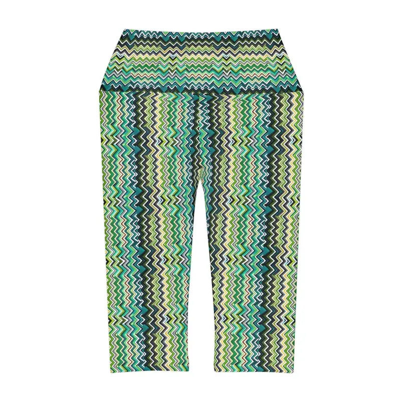 Abstract Green Yoga Capri Leggings - Flex Fit - DipaliZ