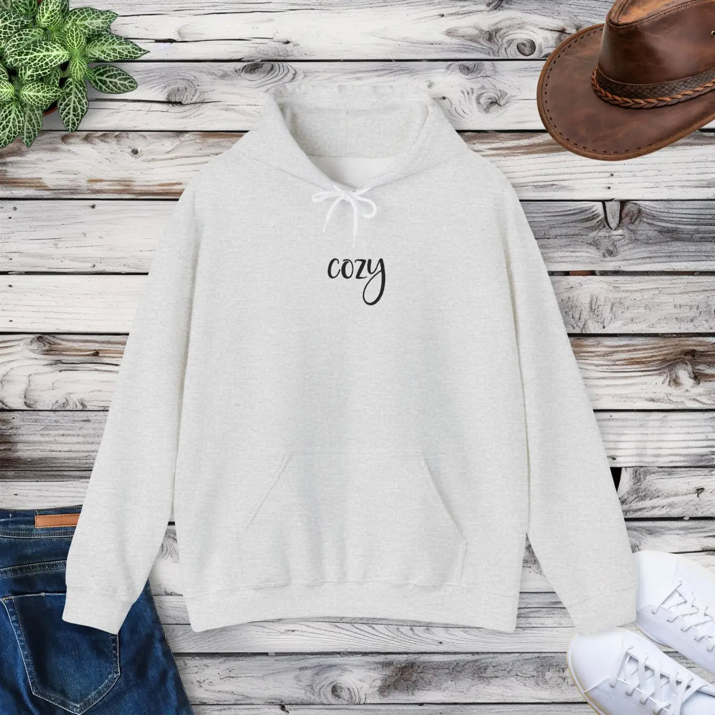 Premium Comfort Embroidered Cozy Word Hoodie - DipaliZ