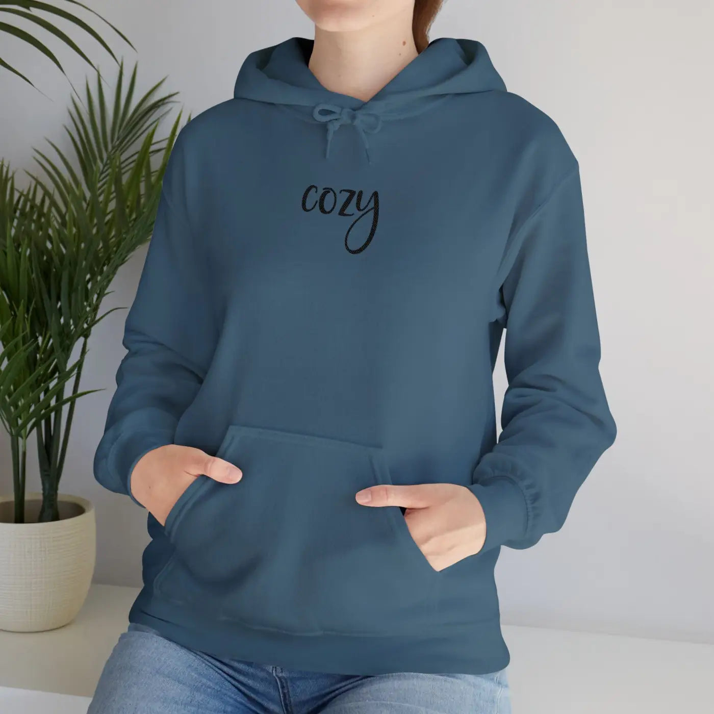 Premium Comfort Embroidered Cozy Word Hoodie - DipaliZ