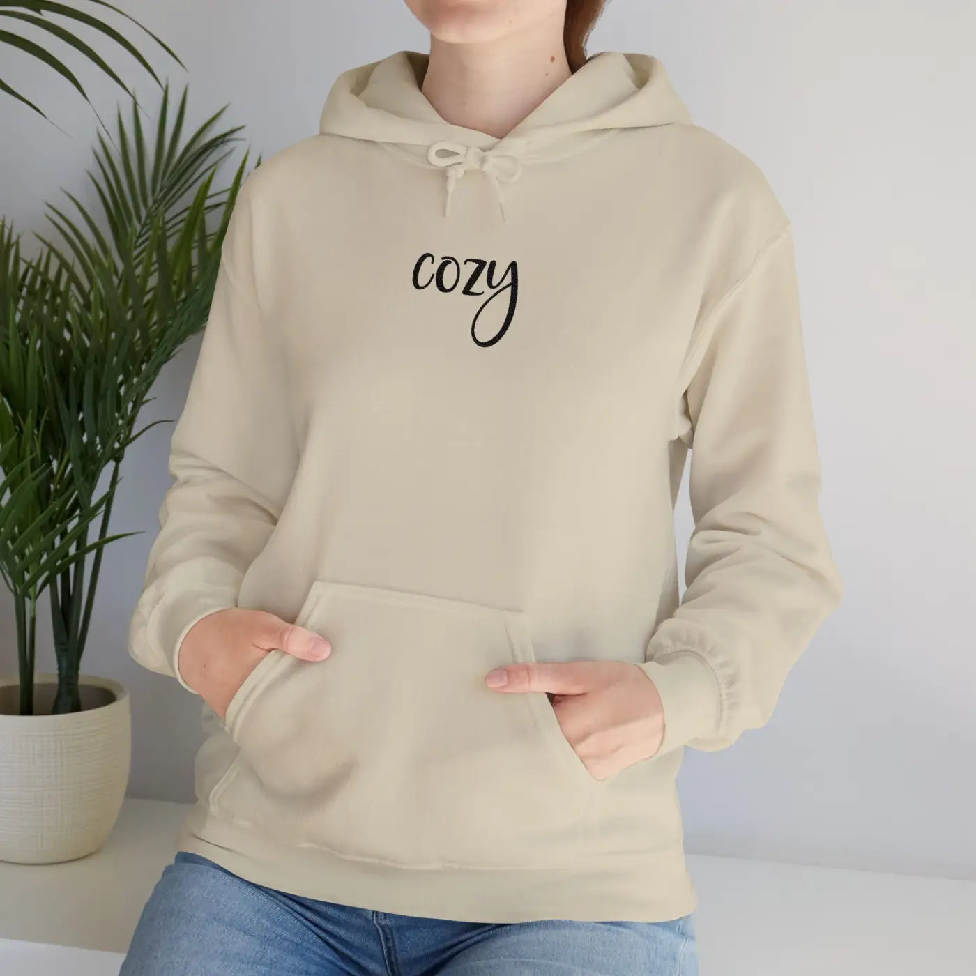 Premium Comfort Embroidered Cozy Word Hoodie - DipaliZ