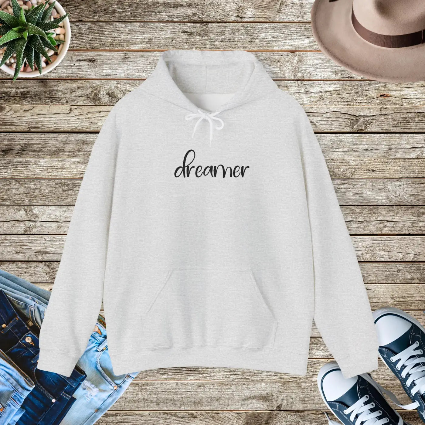 Embroidered Dreamer Unisex Heavy Hoodie - Cotton-Poly Blend - DipaliZ