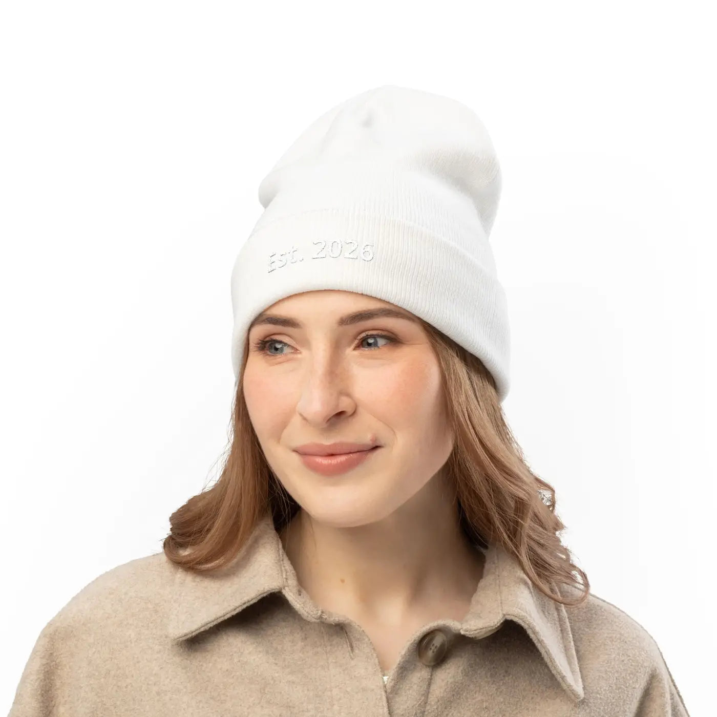 Personalized Knit Beanie Embroidered Est 2026 - Soft Cotton-Acrylic Blend - DipaliZ