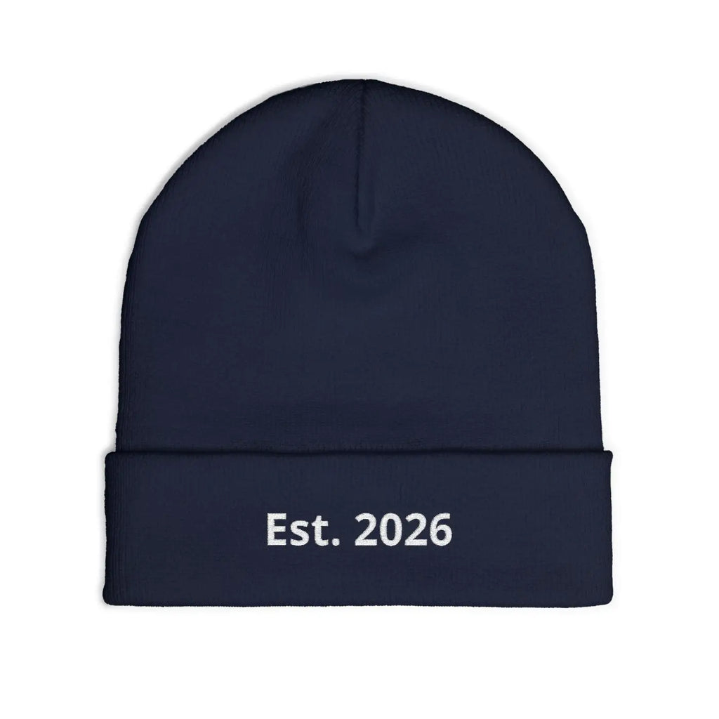 Personalized Knit Beanie Embroidered Est 2026 - Soft Cotton-Acrylic Blend - DipaliZ