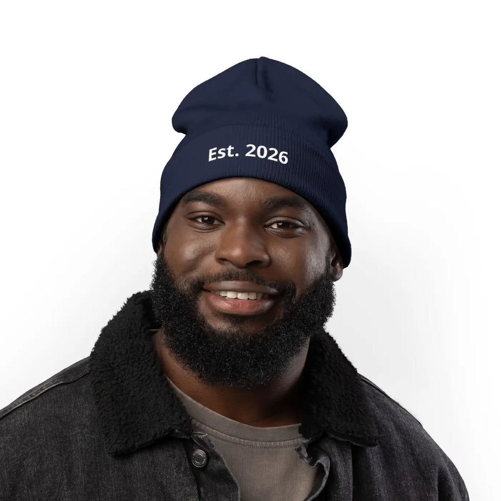 Personalized Knit Beanie Embroidered Est 2026 - Soft Cotton-Acrylic Blend - DipaliZ