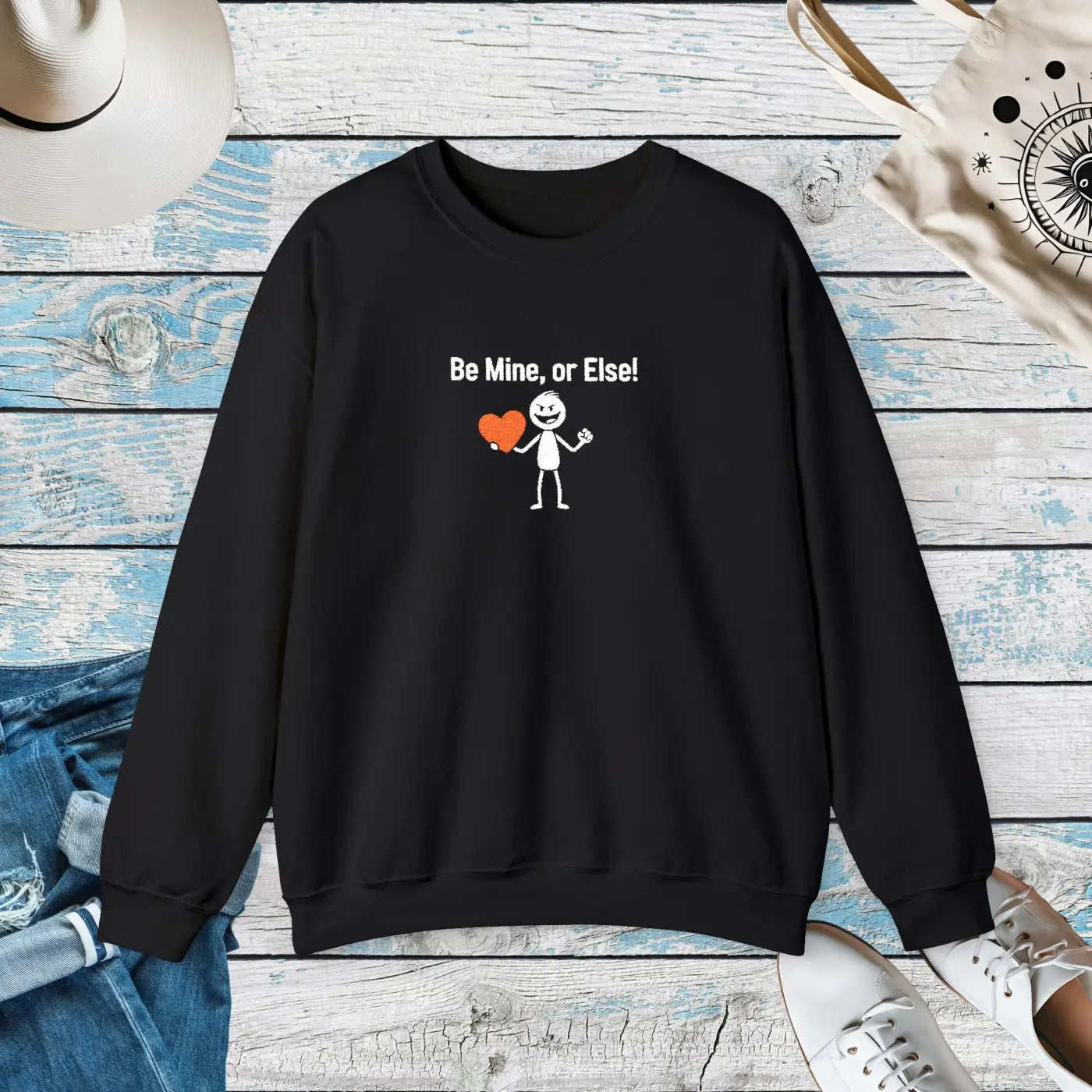 Valentine Skeleton Sweatshirt - Heart Embroidered Design - DipaliZ
