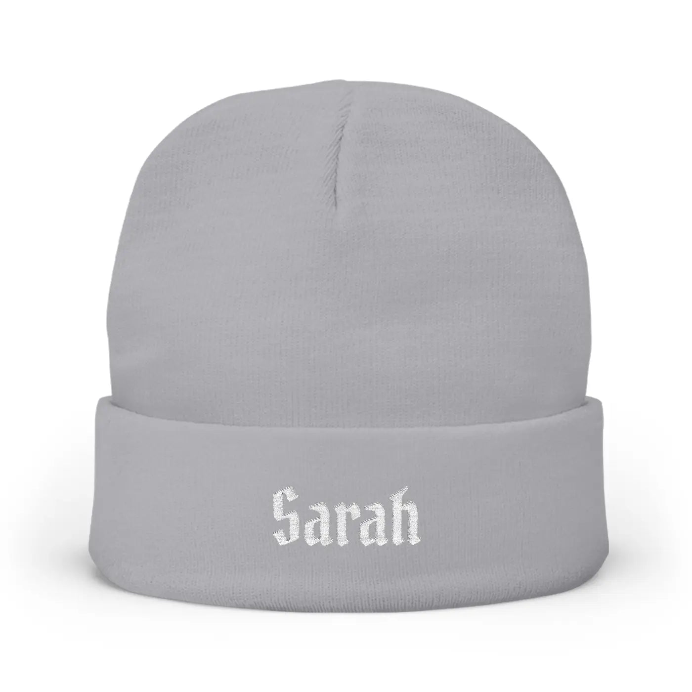 Gothic Script Knit Hat - Embroidered Personalized Beanie - DipaliZ