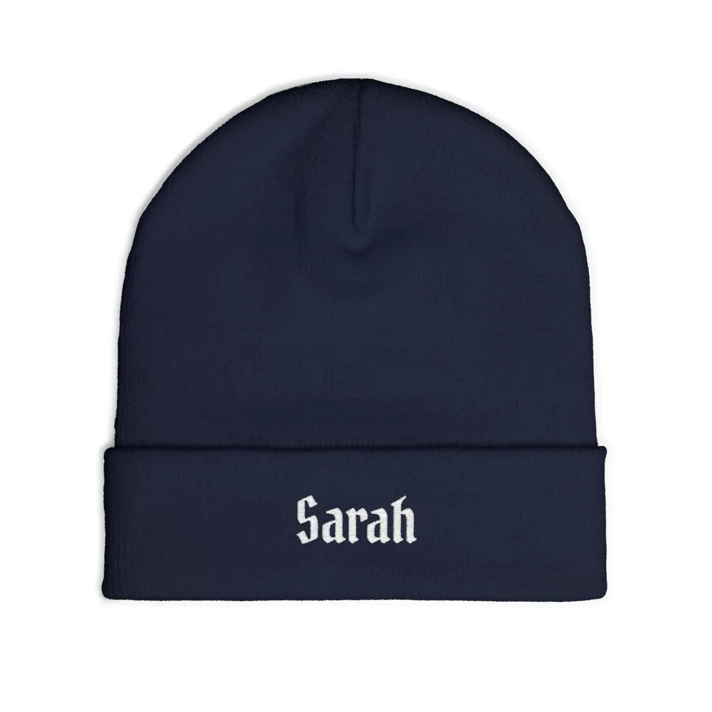 Gothic Script Knit Hat - Embroidered Personalized Beanie - DipaliZ