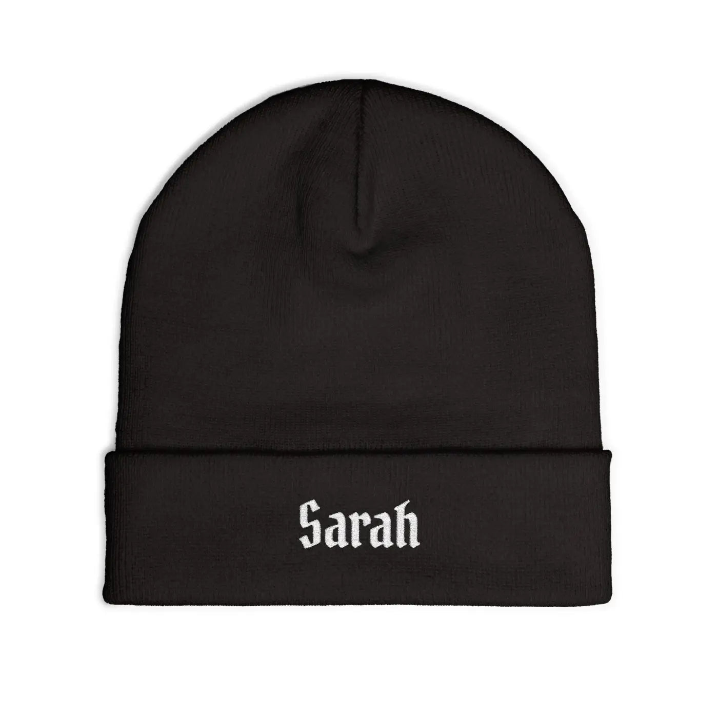 Gothic Script Knit Hat - Embroidered Personalized Beanie - DipaliZ