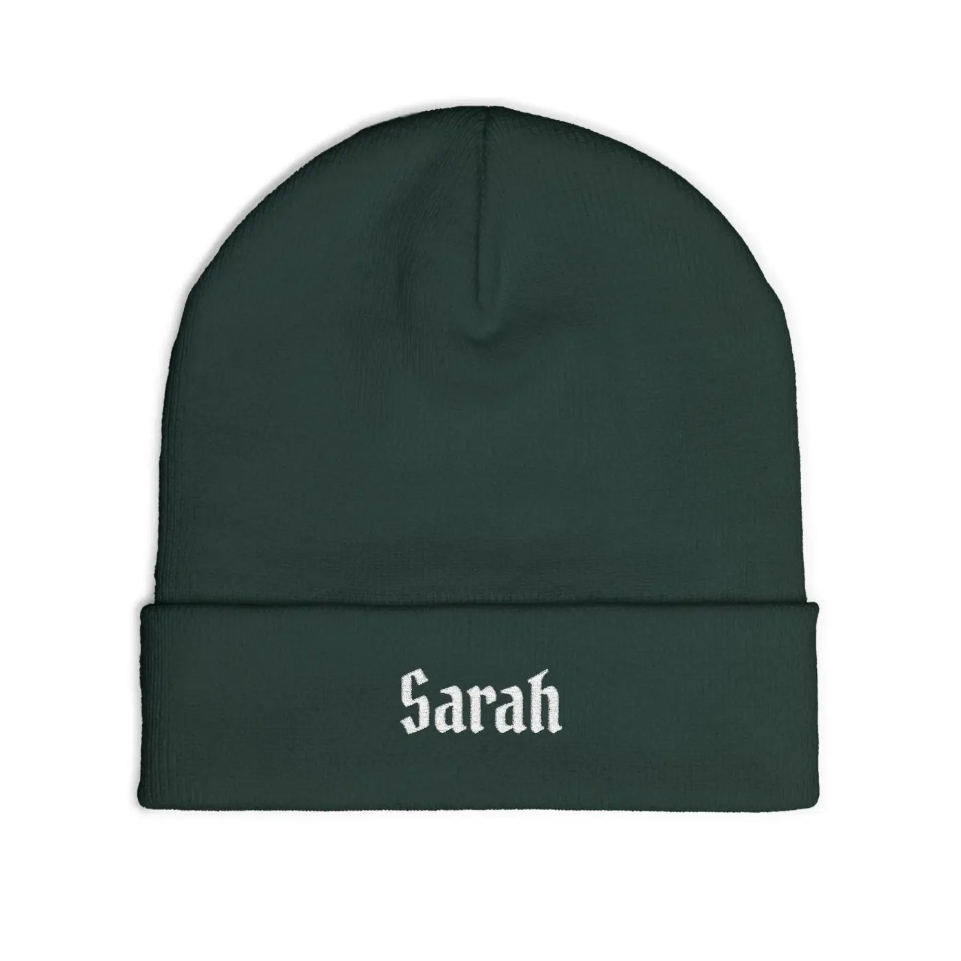 Gothic Script Knit Hat - Embroidered Personalized Beanie - DipaliZ
