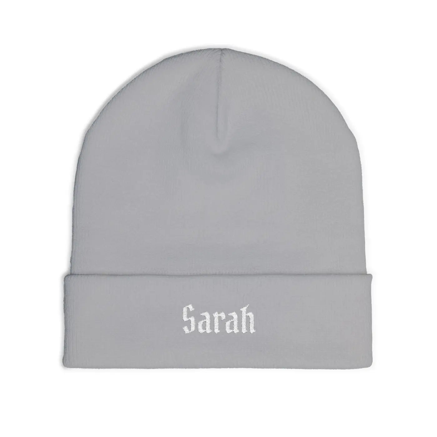 Gothic Script Knit Hat - Embroidered Personalized Beanie - DipaliZ
