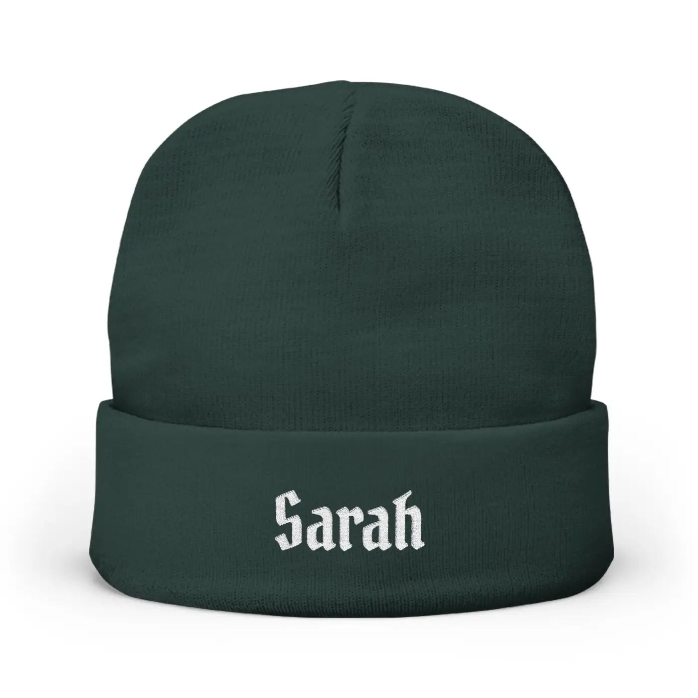 Gothic Script Knit Hat - Embroidered Personalized Beanie - DipaliZ