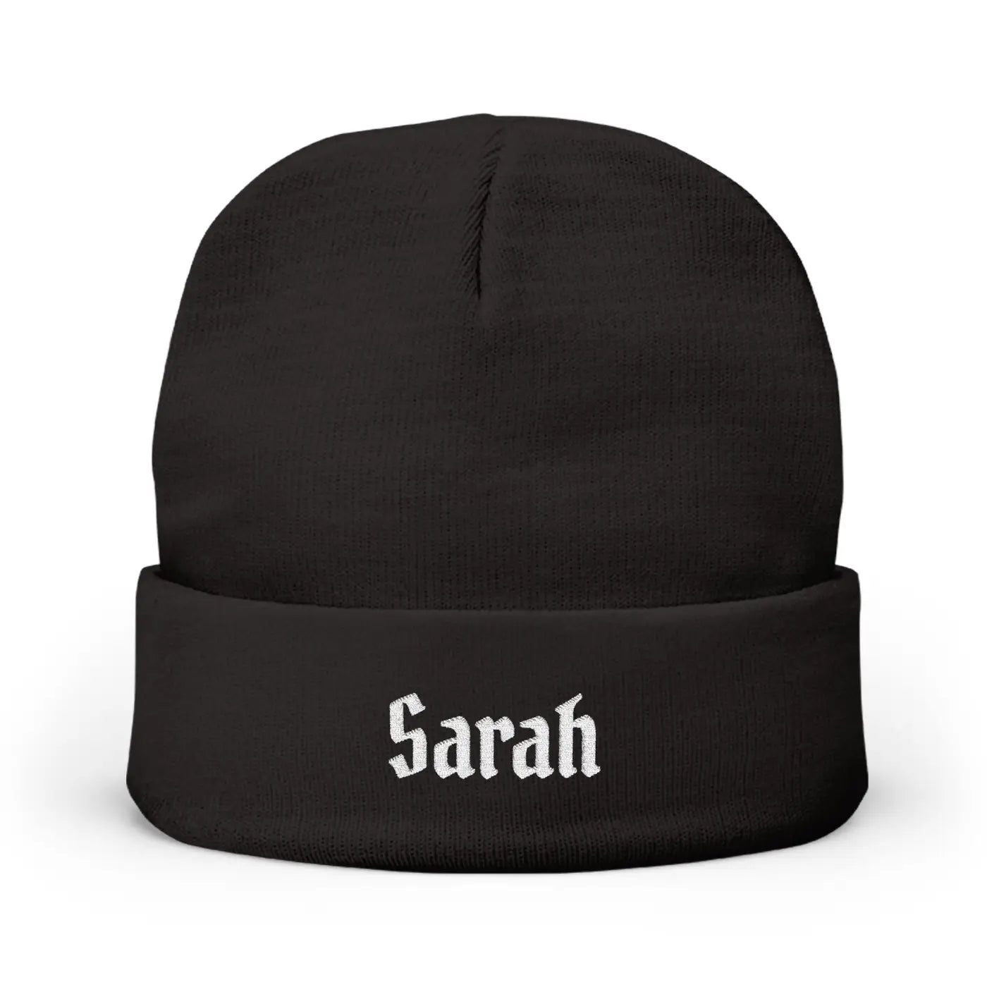 Gothic Script Knit Hat - Embroidered Personalized Beanie - DipaliZ