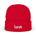 Gothic Script Knit Hat - Embroidered Personalized Beanie - DipaliZ