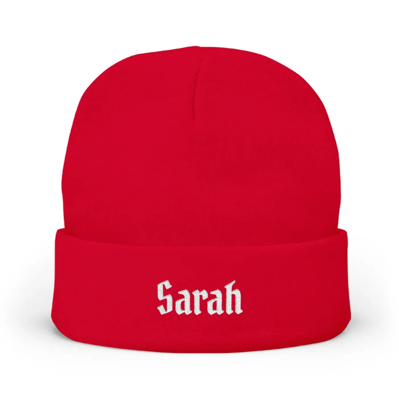 Gothic Script Knit Hat - Embroidered Personalized Beanie - DipaliZ