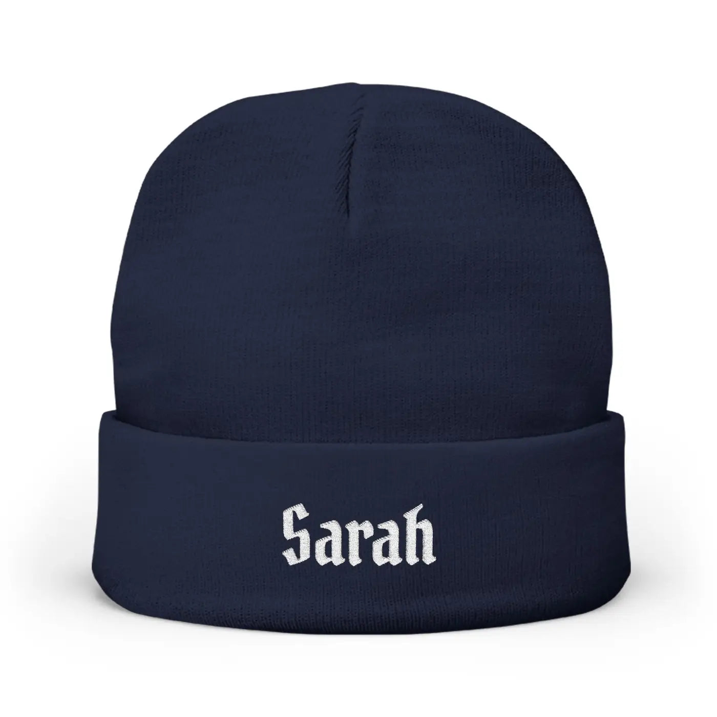 Gothic Script Knit Hat - Embroidered Personalized Beanie - DipaliZ