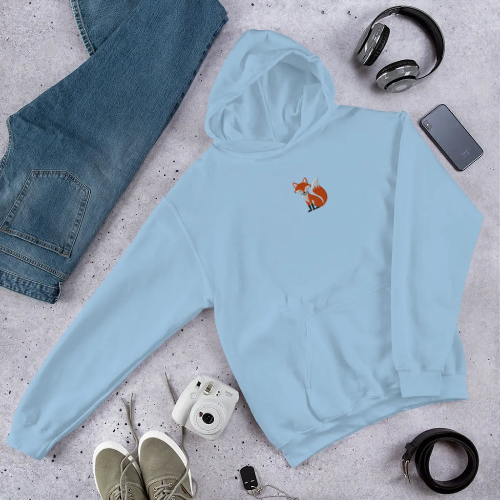 Embroidered Red Fox Cozy Unisex Hoodie - CloudSoft Velvet - DipaliZ
