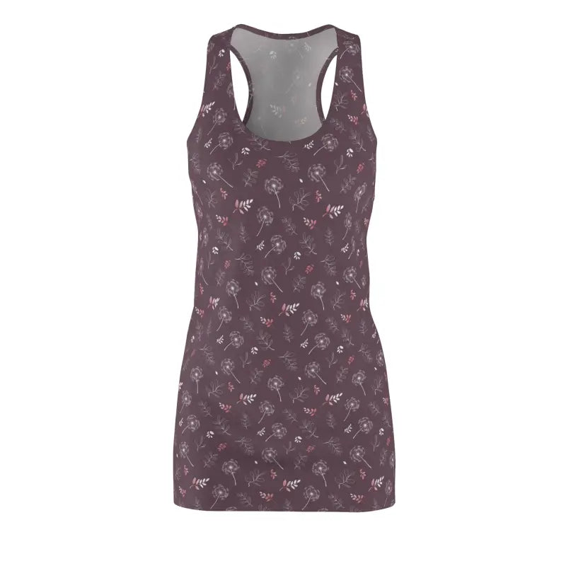 Mauve Racerback Dress - Dandelion Print Comfort - DipaliZ
