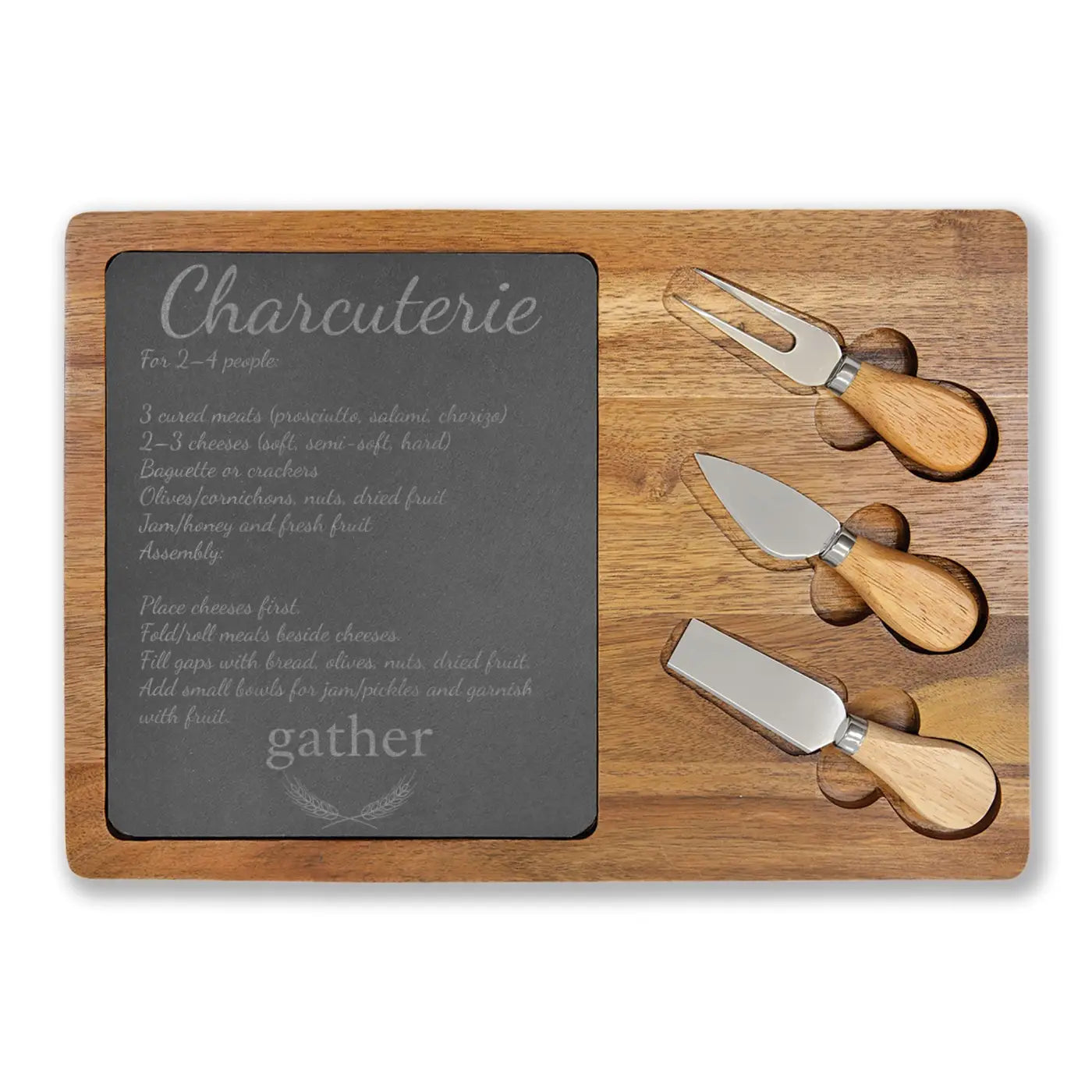 Slate Serving Surface with Acacia Wood Frame - DipaliZ