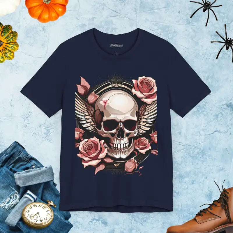 Ghoulish Skulls Unisex Jersey Short Tee - Halloween Concept - DipaliZ
