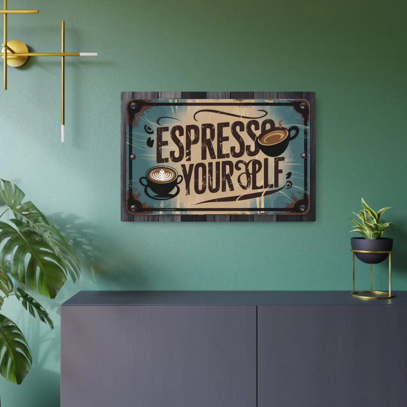 Vintage Coffee Metal Art Sign - Matte Finish Espresso Decor - DipaliZ