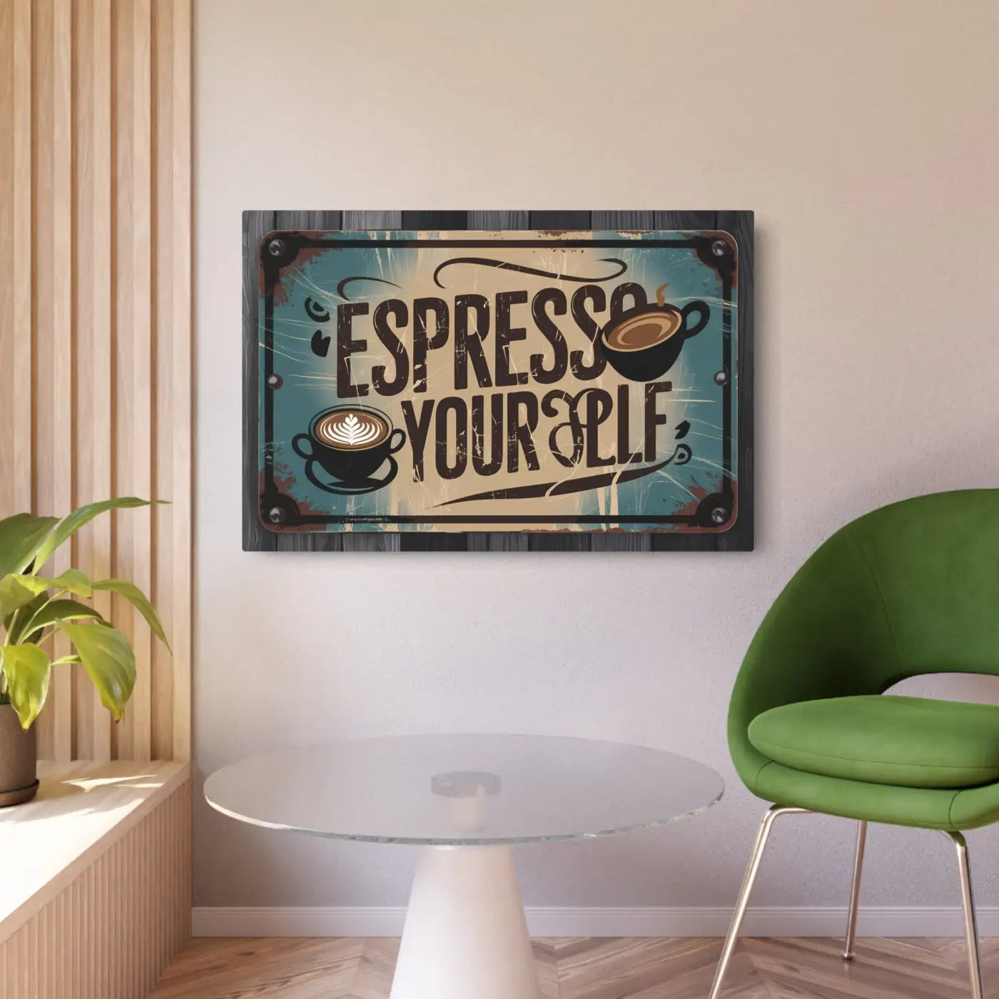 Vintage Coffee Metal Art Sign - Matte Finish Espresso Decor - DipaliZ
