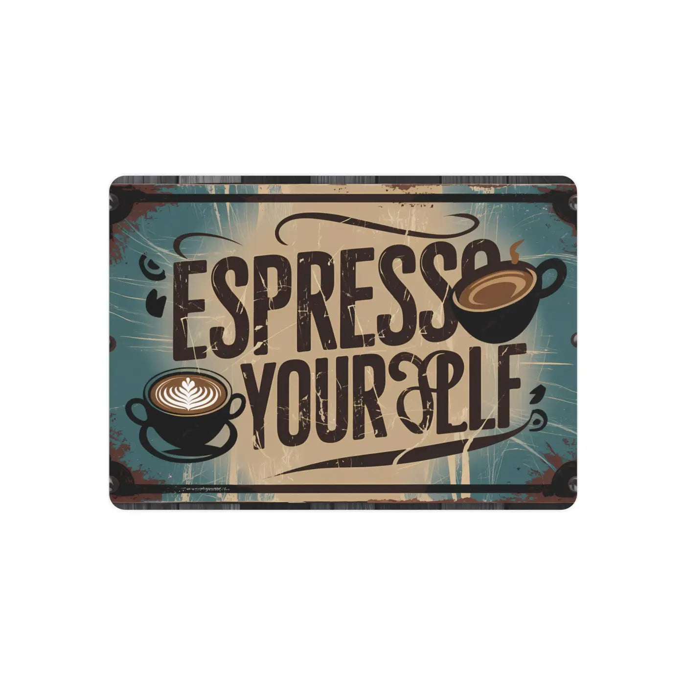 Vintage Coffee Metal Art Sign - Matte Finish Espresso Decor - DipaliZ
