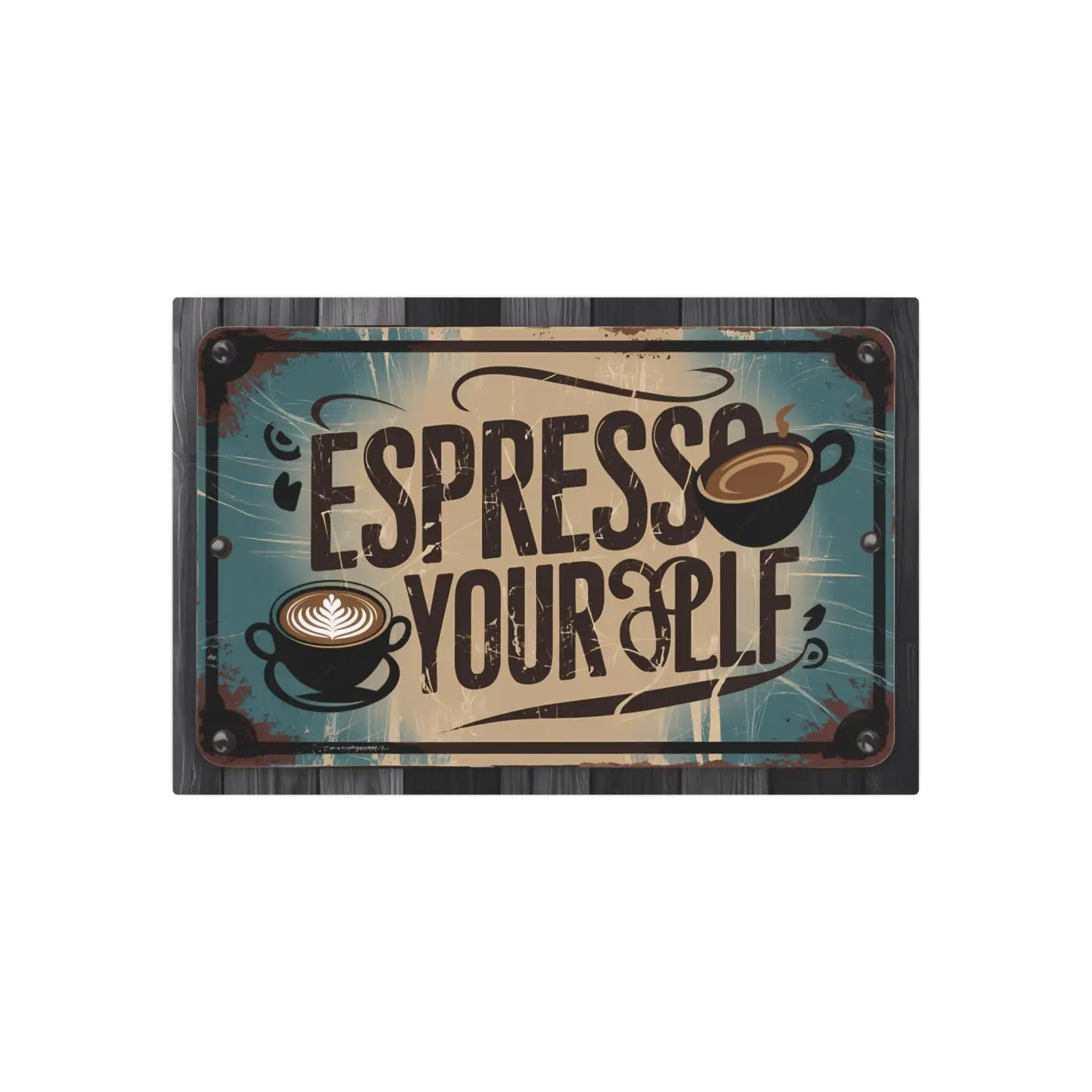 Vintage Coffee Metal Art Sign - Matte Finish Espresso Decor - DipaliZ