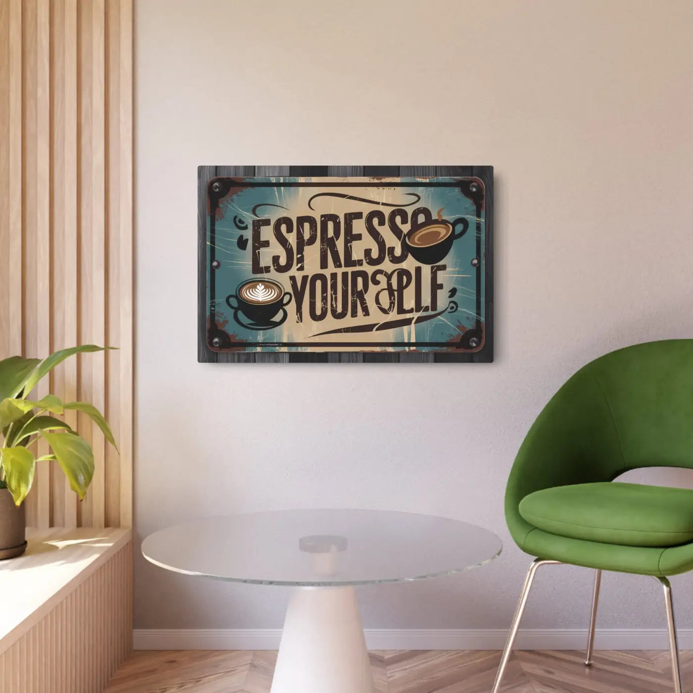 Vintage Coffee Metal Art Sign - Matte Finish Espresso Decor - DipaliZ