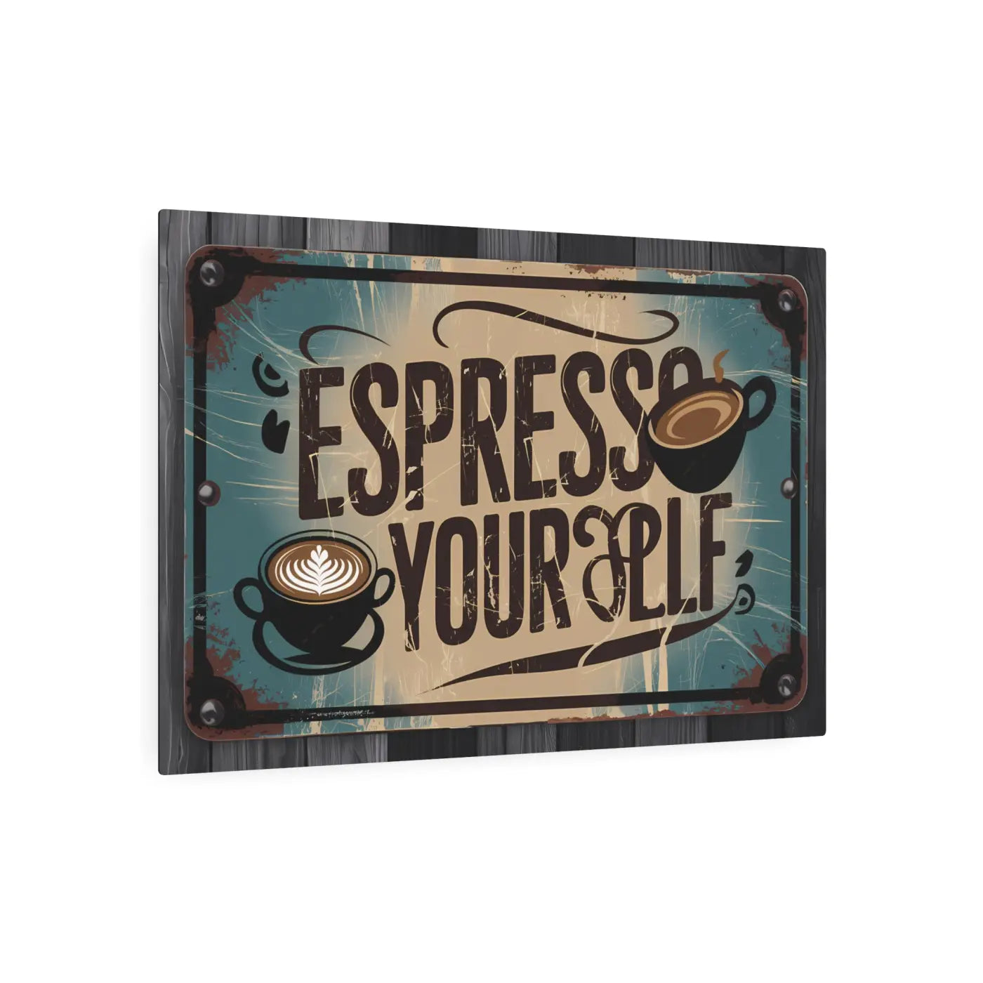 Vintage Coffee Metal Art Sign - Matte Finish Espresso Decor - DipaliZ