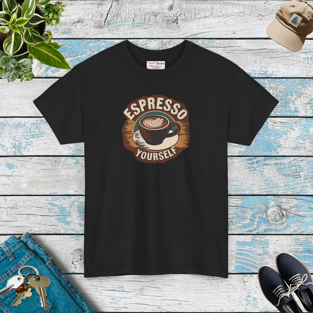 Coffee Lover's Tee - Heavy Cotton Espresso Design - DipaliZ