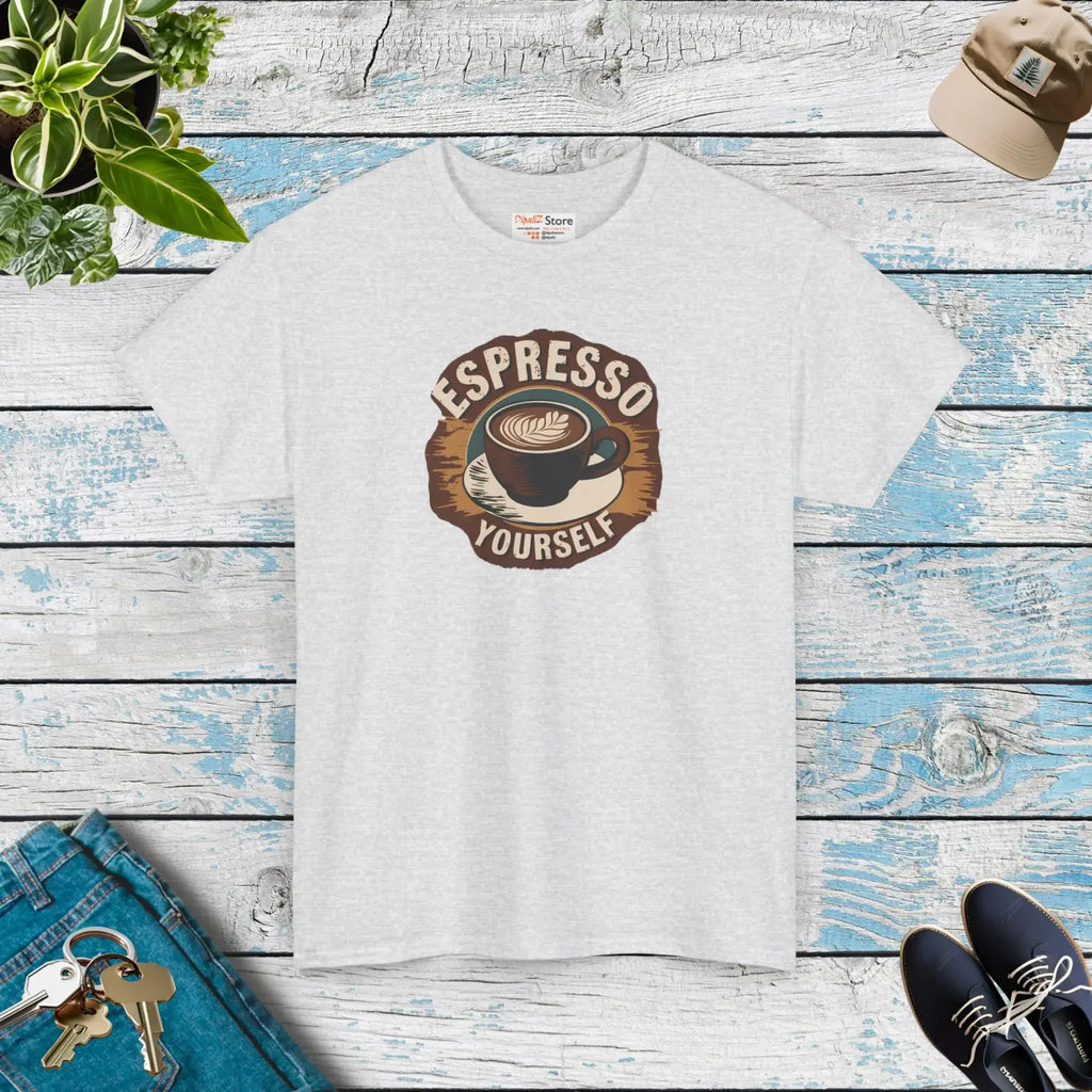 Coffee Lover's Tee - Heavy Cotton Espresso Design - DipaliZ