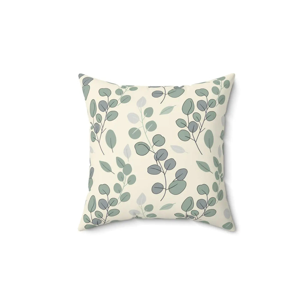 Eucalyptus Leaf Pattern Square Pillow - Botanical Home Decor - DipaliZ